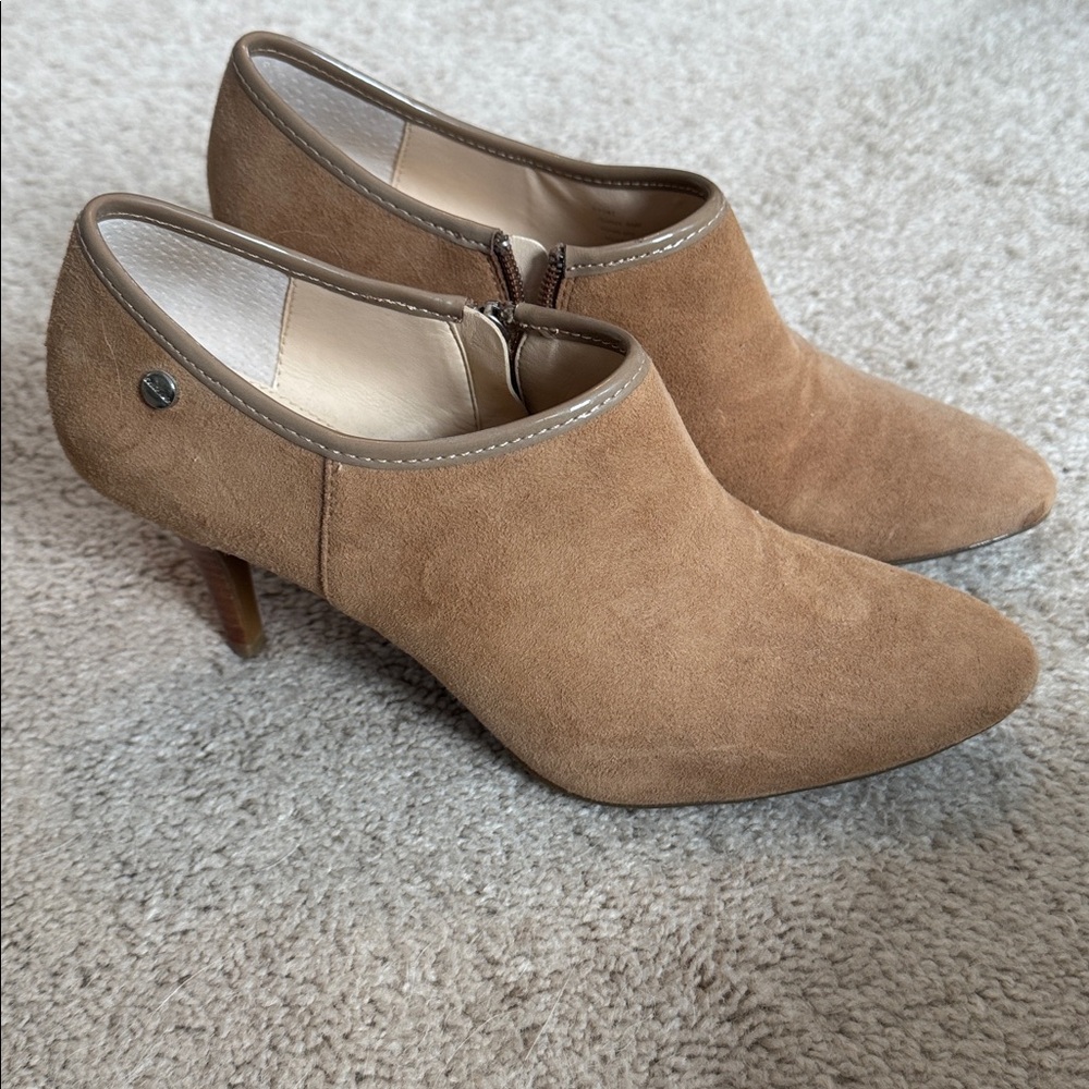 Calvin Klein Tan Suede Ankle Booties